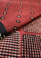 Bagru Chanderi Suit- Red 01 - Wefta