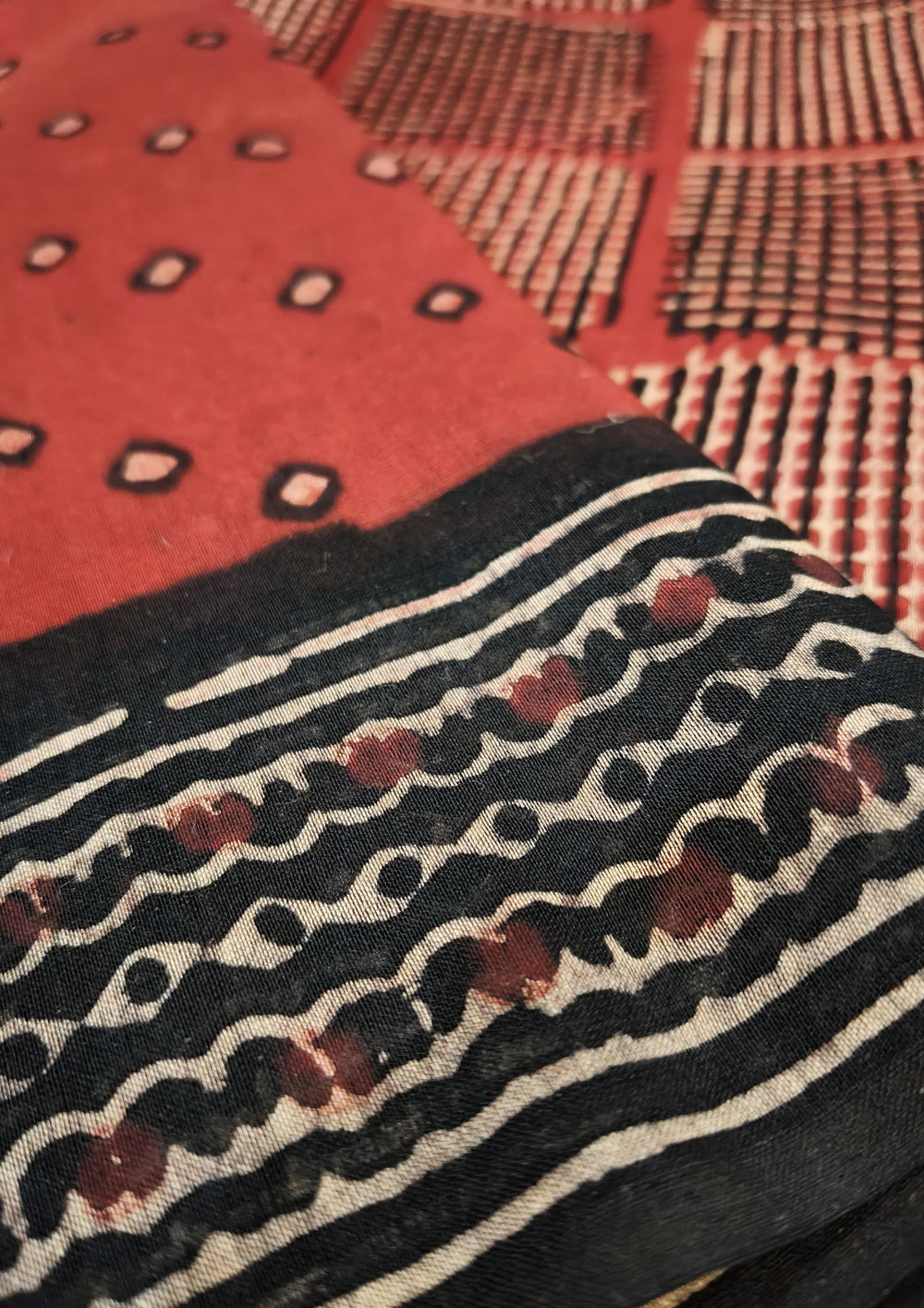Bagru Chanderi Suit- Red 01 - Wefta