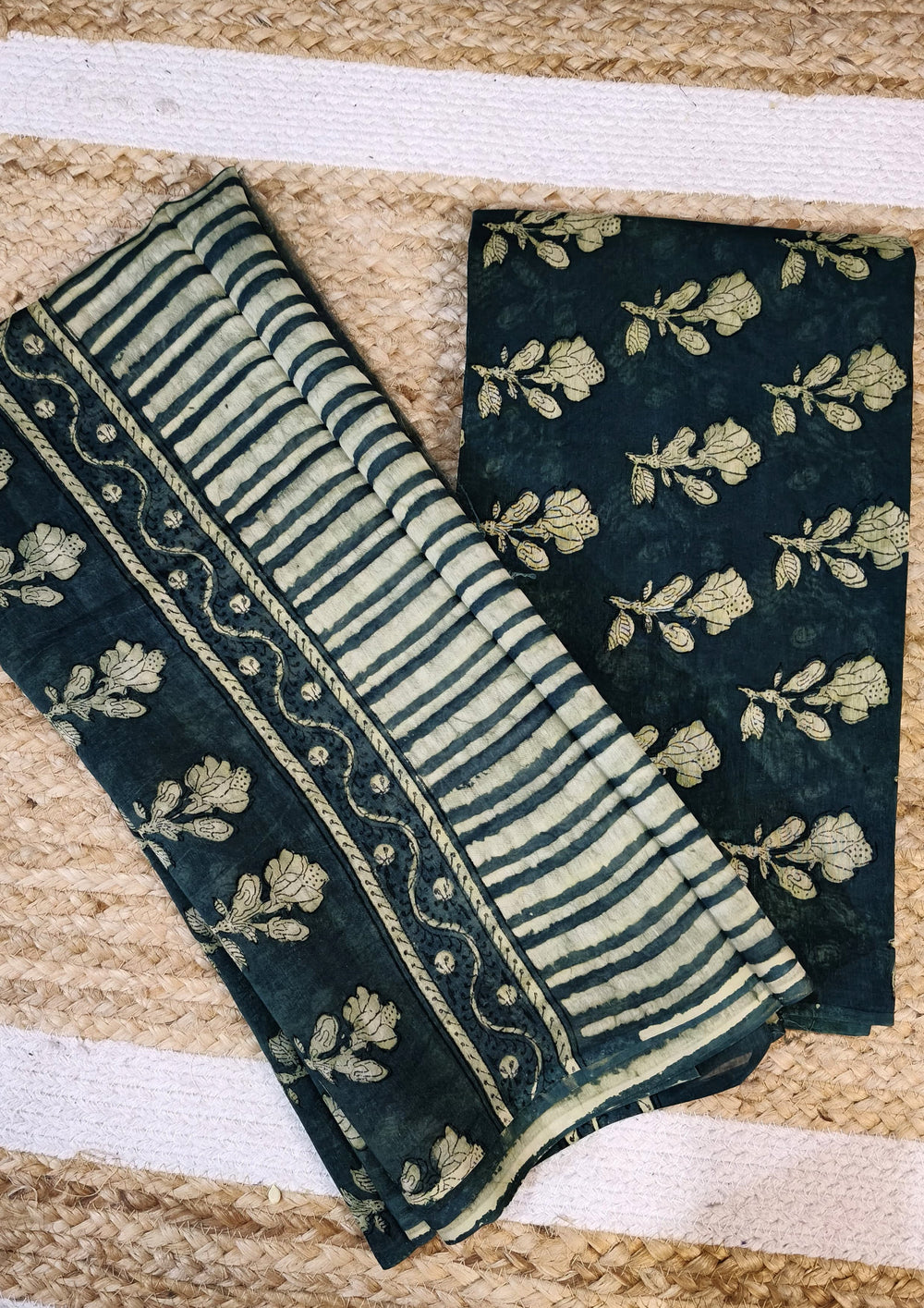 Bagru Chanderi Suit- Turq 02 - Wefta