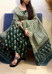 Bagru Chanderi Suit- Turq 02 - Wefta