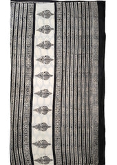 Bagru Handblock Print Cotton Mulmul Saree - Black - Wefta