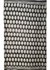 Bagru Handblock Print Cotton Mulmul Saree - Black - Wefta