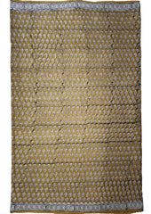 Bagru Handblock Print Cotton Mulmul Saree- Mustard - Wefta