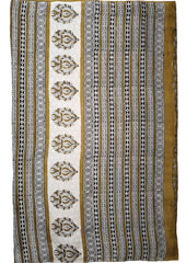 Bagru Handblock Print Cotton Mulmul Saree- Mustard - Wefta