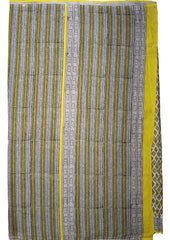 Bagru Handblock Print Cotton Mulmul Saree - Yellow - Wefta
