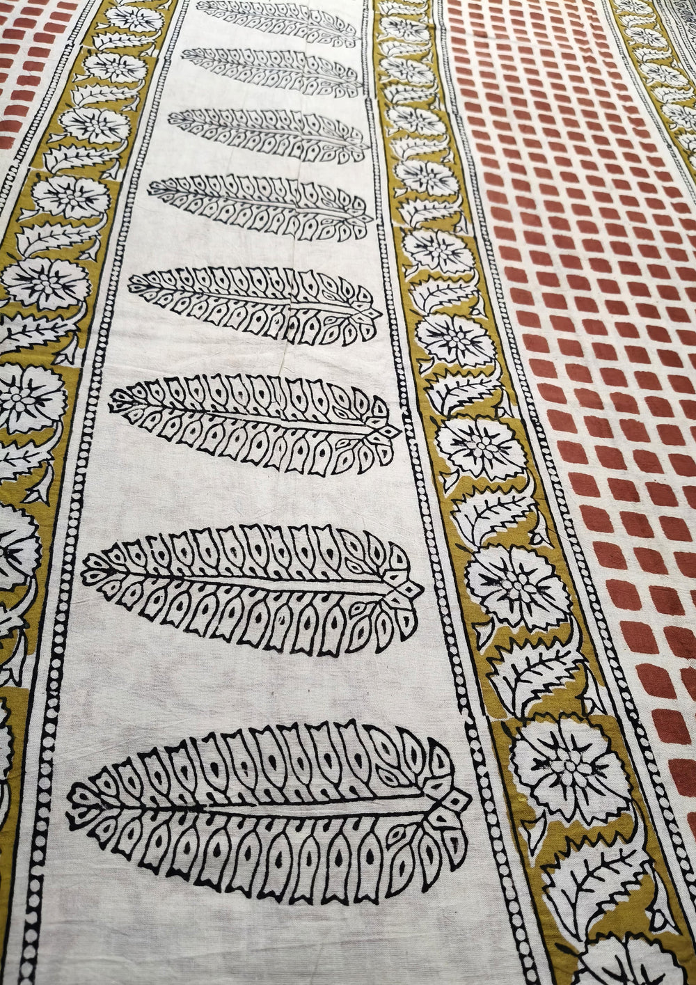 Bagru - Handblock print Cotton Saree - Black - Wefta