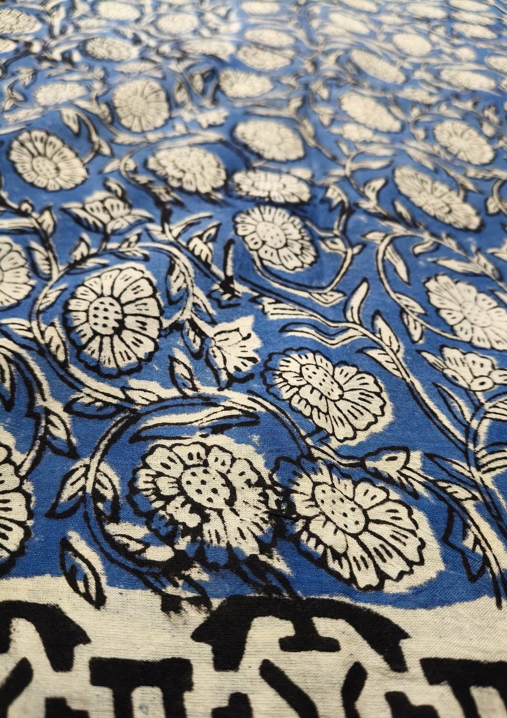 Bagru - Handblock print Cotton Saree - Blue - Wefta