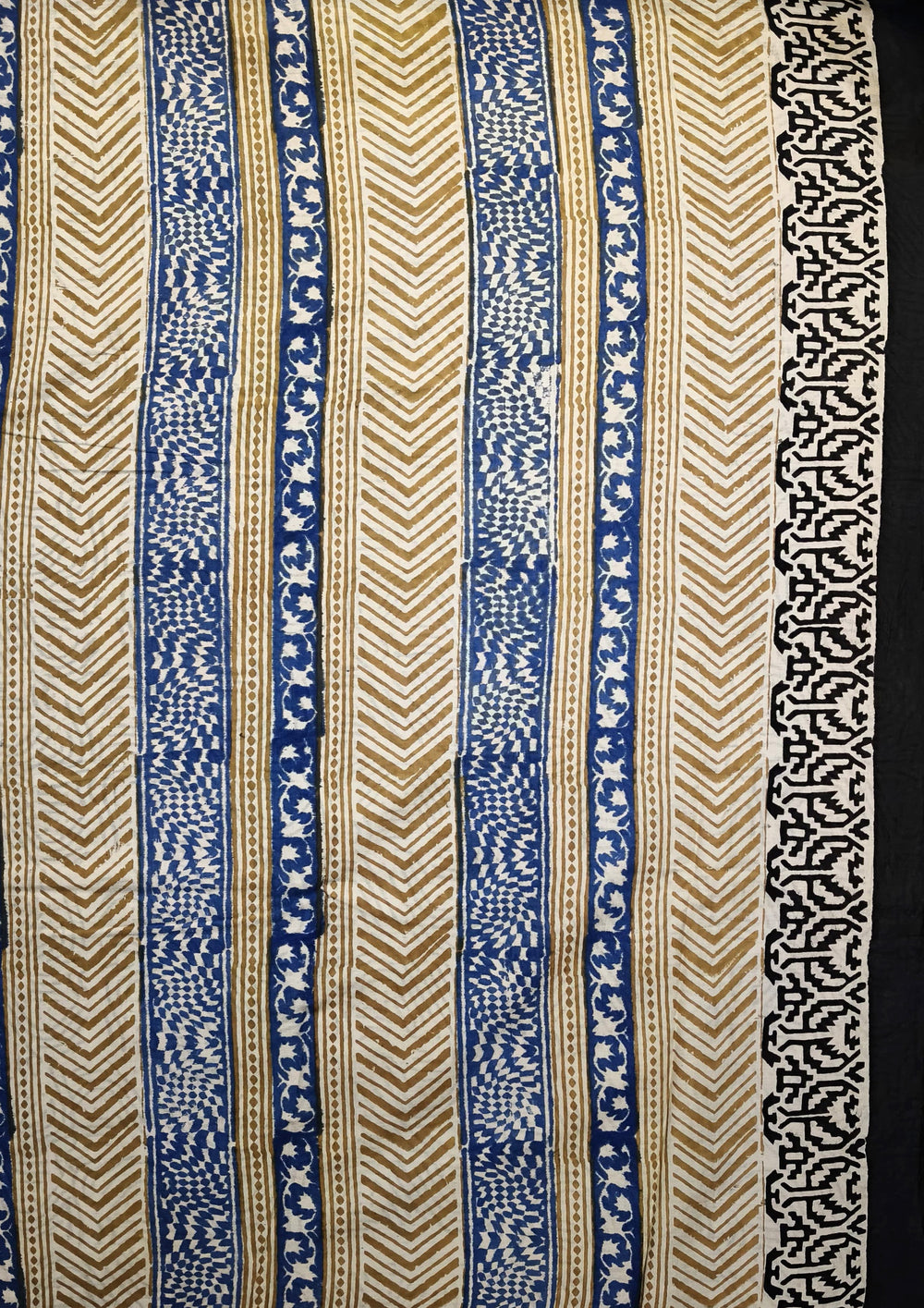 Bagru - Handblock print Cotton Saree - Blue - Wefta