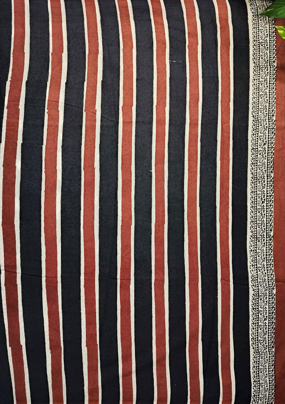 Bagru - Handblock print Cotton Saree - Cream Red2 - Wefta