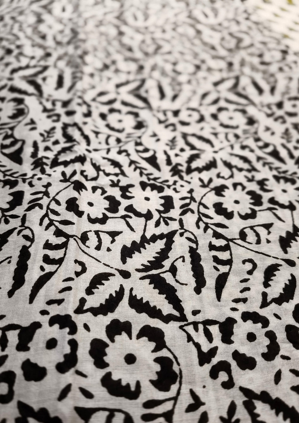 Bagru - Handblock print Cotton Saree - Cream Yellow - Wefta
