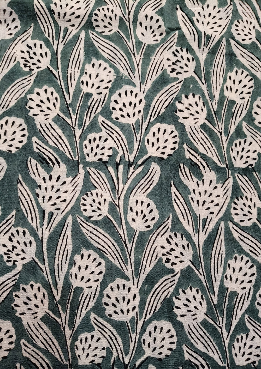 Bagru - Handblock print Cotton Saree - Green 2 - Wefta