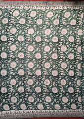 Bagru - Handblock print Cotton Saree - Green - Wefta