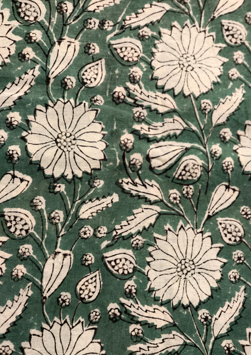 Bagru - Handblock print Cotton Saree - Green - Wefta