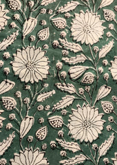Bagru - Handblock print Cotton Saree - Green - Wefta