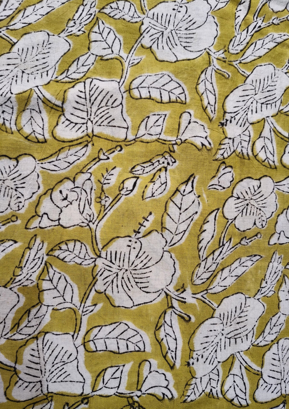 Bagru - Handblock print Cotton Saree - Mustard 2 - Wefta