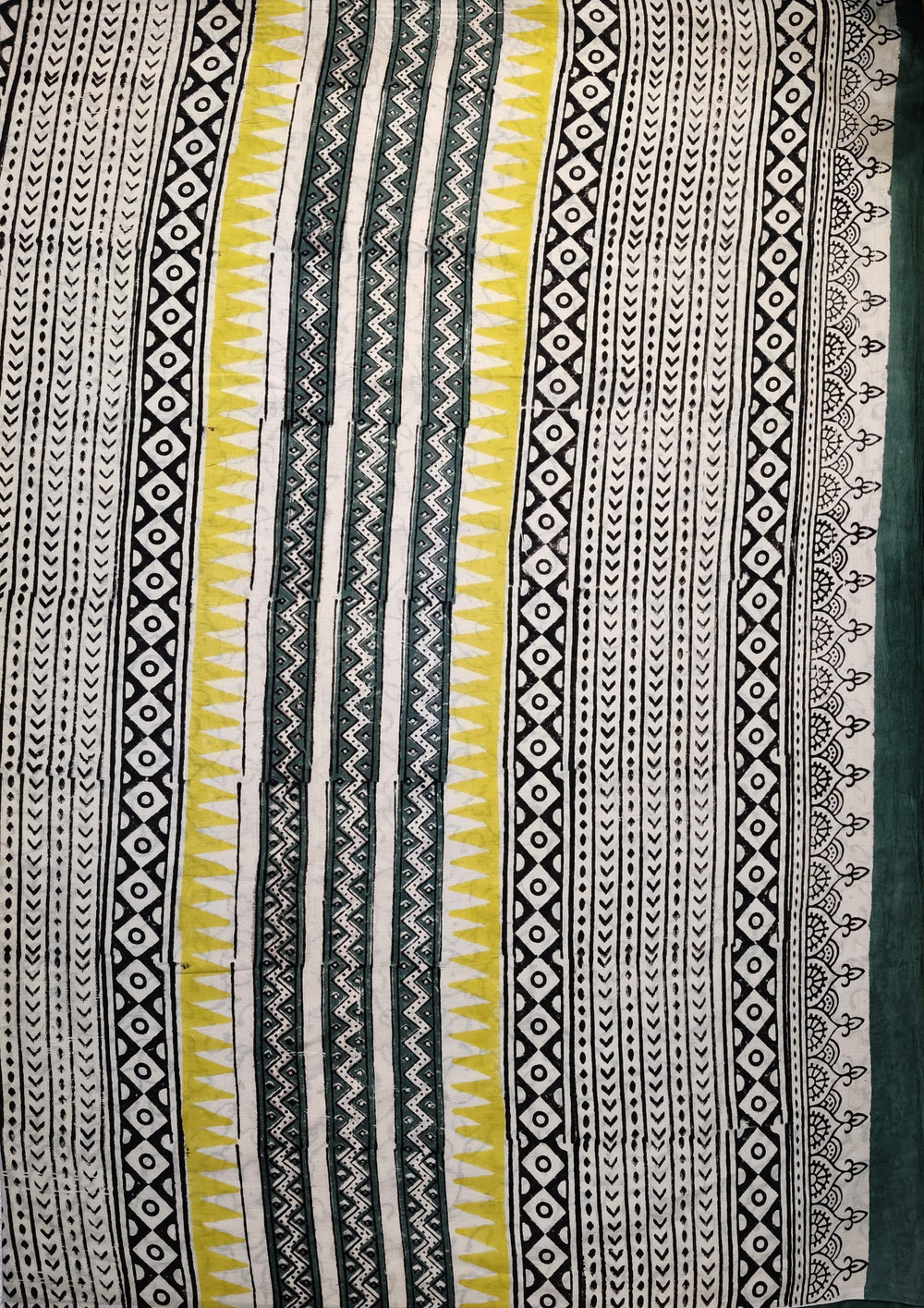 Bagru - Handblock print Cotton Saree - Mustard 2 - Wefta