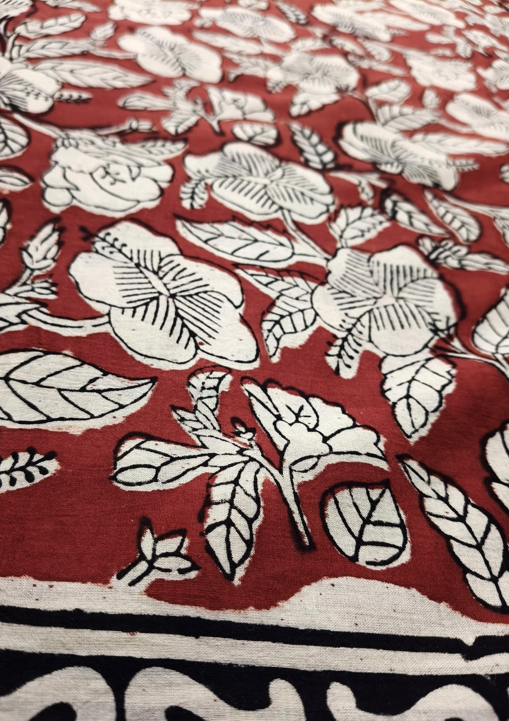 Bagru - Handblock print Cotton Saree - Red1 - Wefta