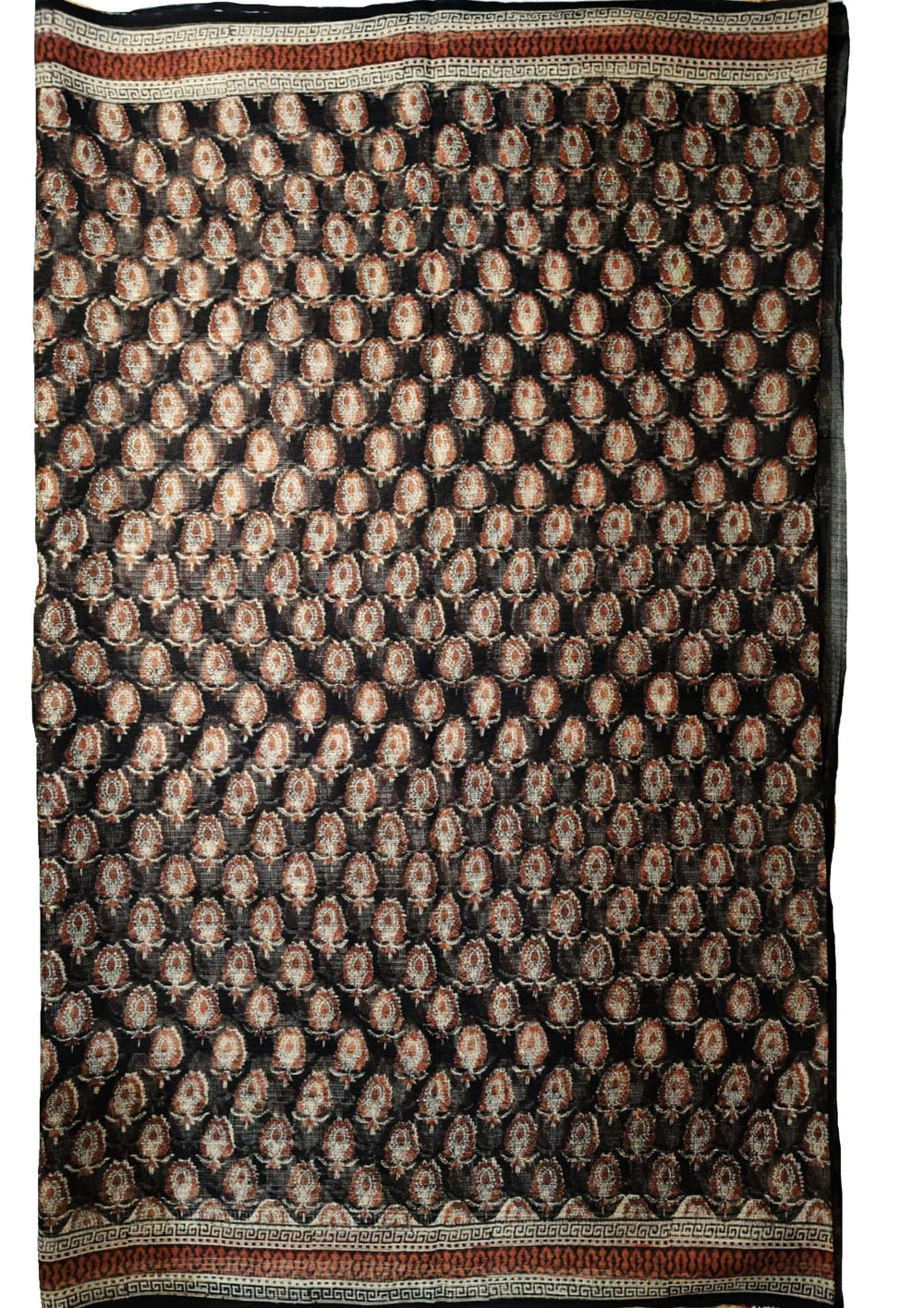 Bagru Handblock Print Kota Doria Saree - Black Amiya - Wefta