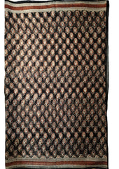 Bagru Handblock Print Kota Doria Saree - Black Amiya - Wefta
