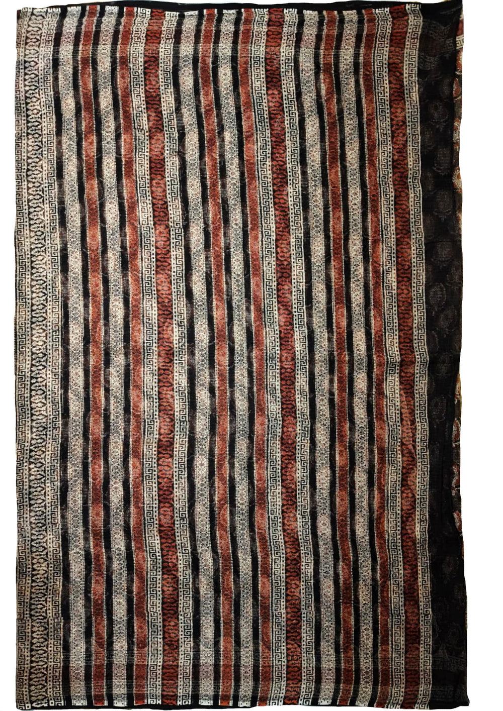Bagru Handblock Print Kota Doria Saree - Black Amiya - Wefta