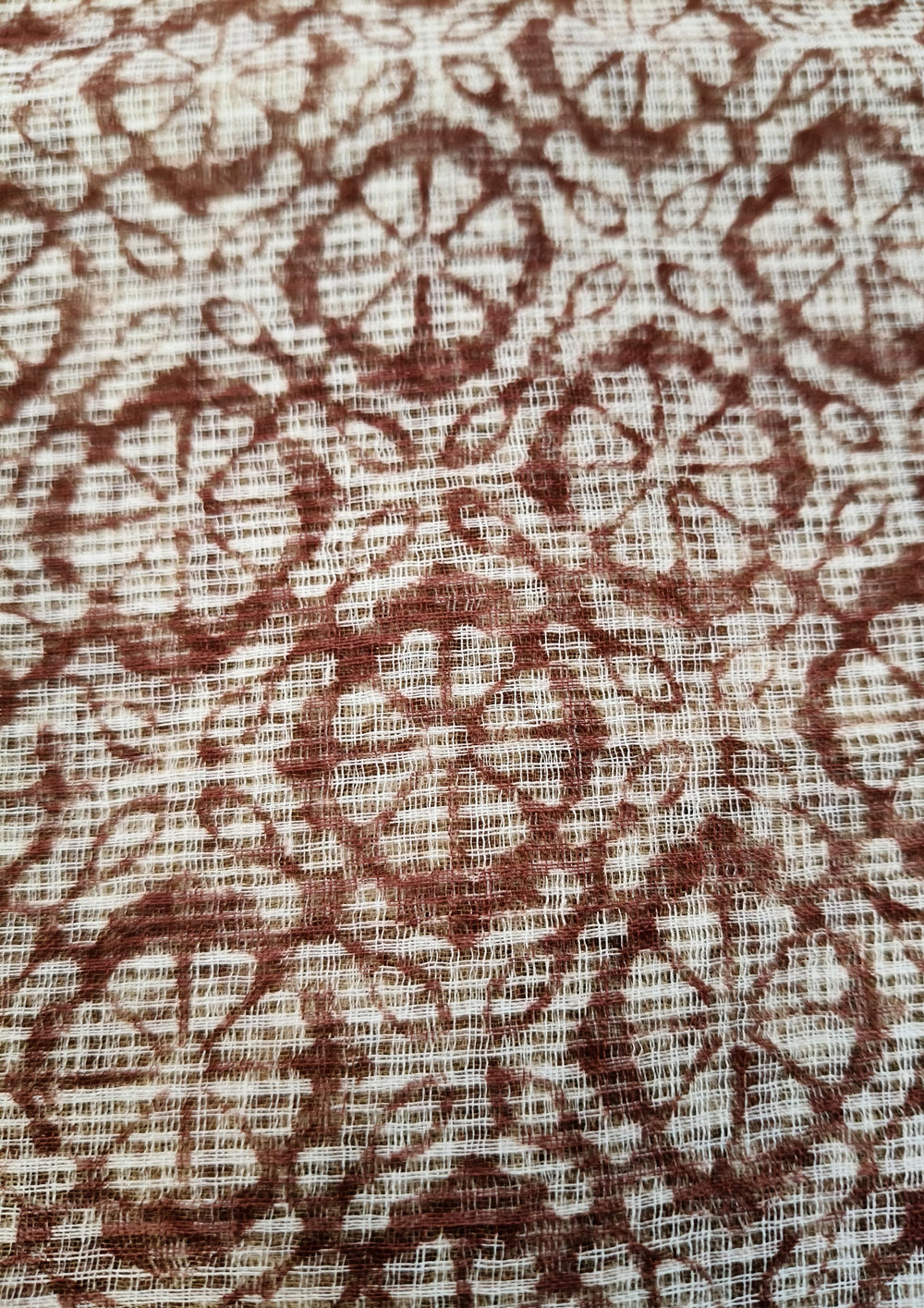 Bagru Handblock Print Kota Doria Saree- Red Flowers - Wefta