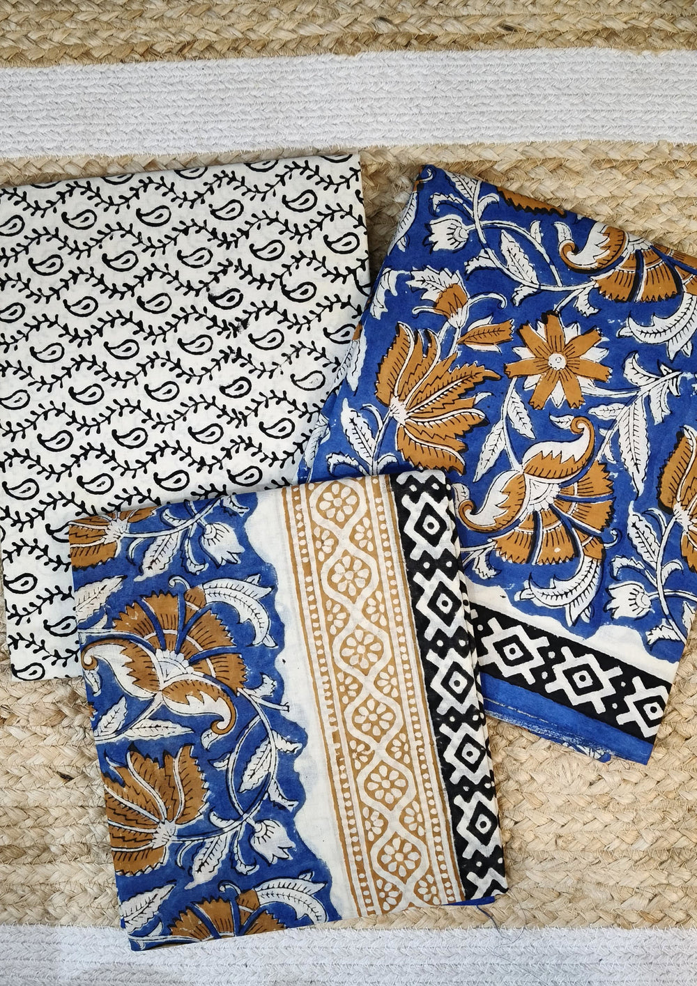 Bagru Handblock Print Suit B1 - Blue1 - Wefta
