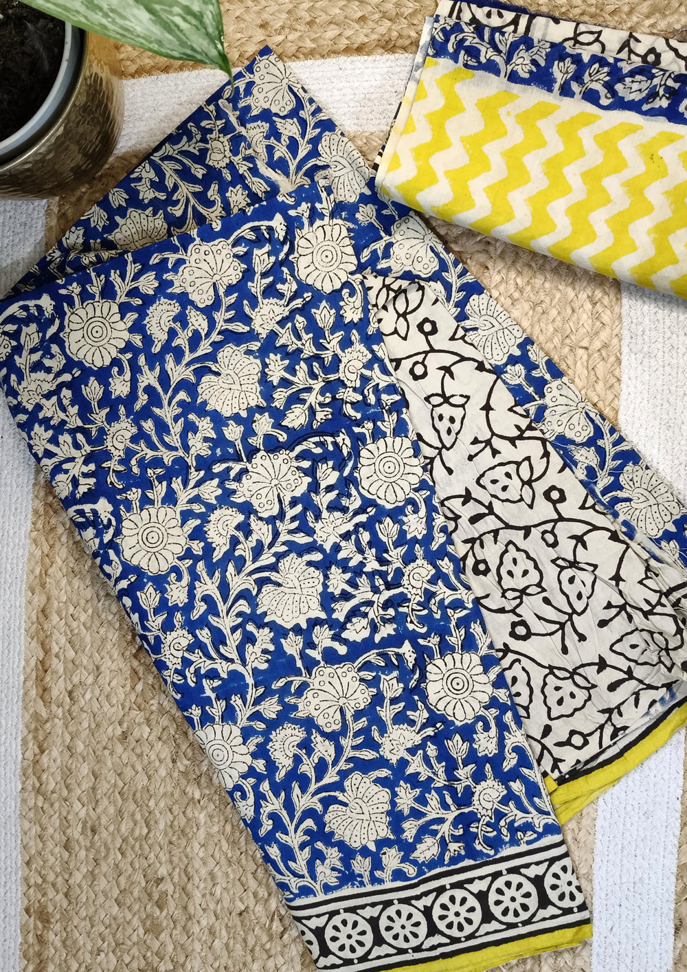 Bagru Handblock Print Suit B11 - Blue2 - Wefta