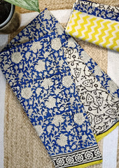 Bagru Handblock Print Suit B11 - Blue2 - Wefta
