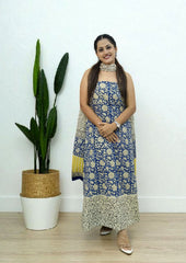 Bagru Handblock Print Suit B11 - Blue2 - Wefta