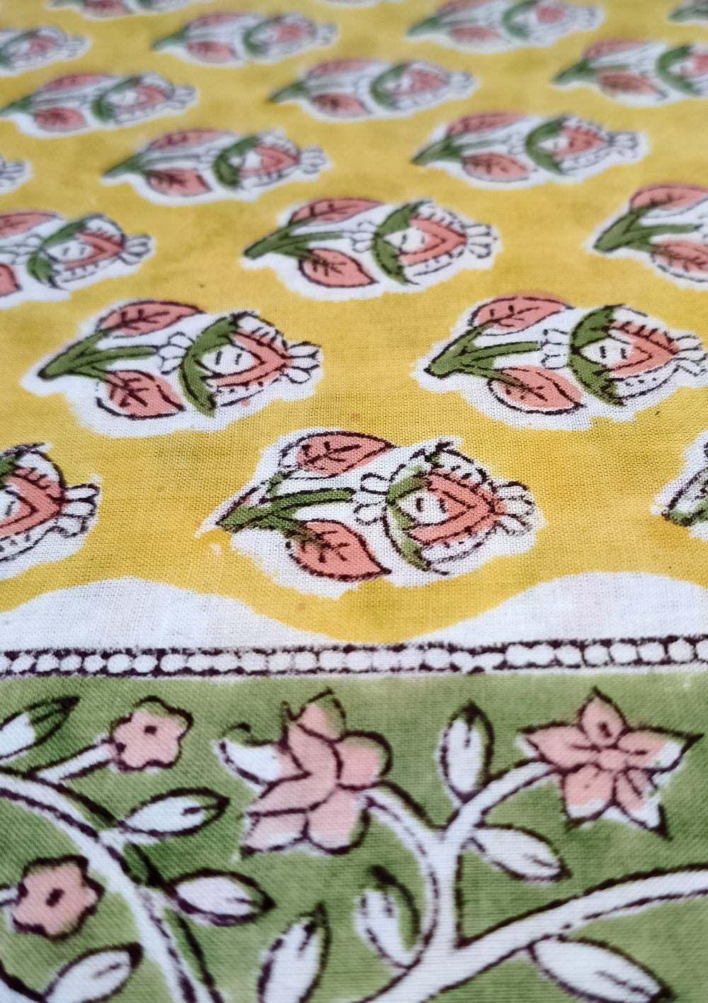 Bagru Handblock Print Suit B12 - Yellow1 - Wefta