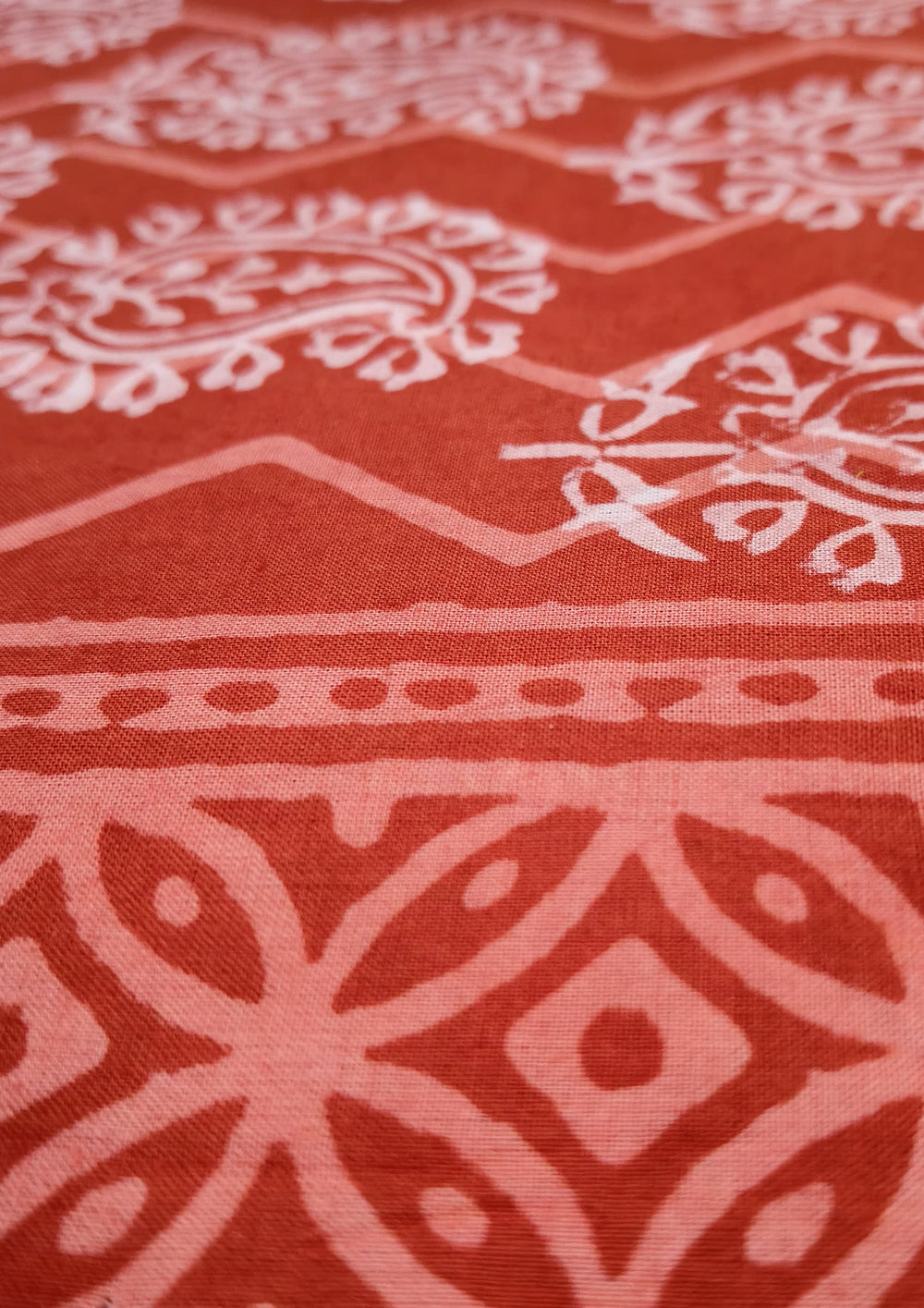 Bagru Handblock Print Suit B2 - Red1 - Wefta
