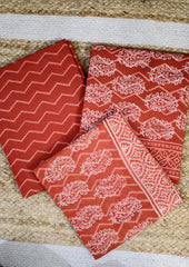 Bagru Handblock Print Suit B2 - Red1 - Wefta