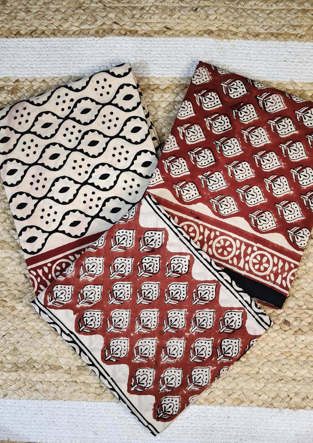 Bagru Handblock Print Suit B5 - Red2 - Wefta
