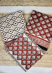 Bagru Handblock Print Suit B5 - Red2 - Wefta