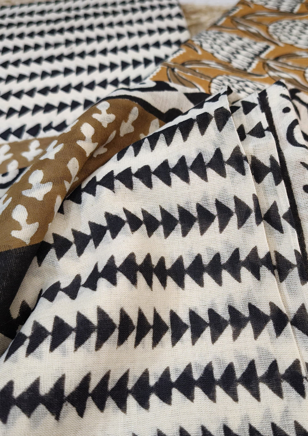Bagru Handblock Print Suit B6 - Mustard2 - Wefta