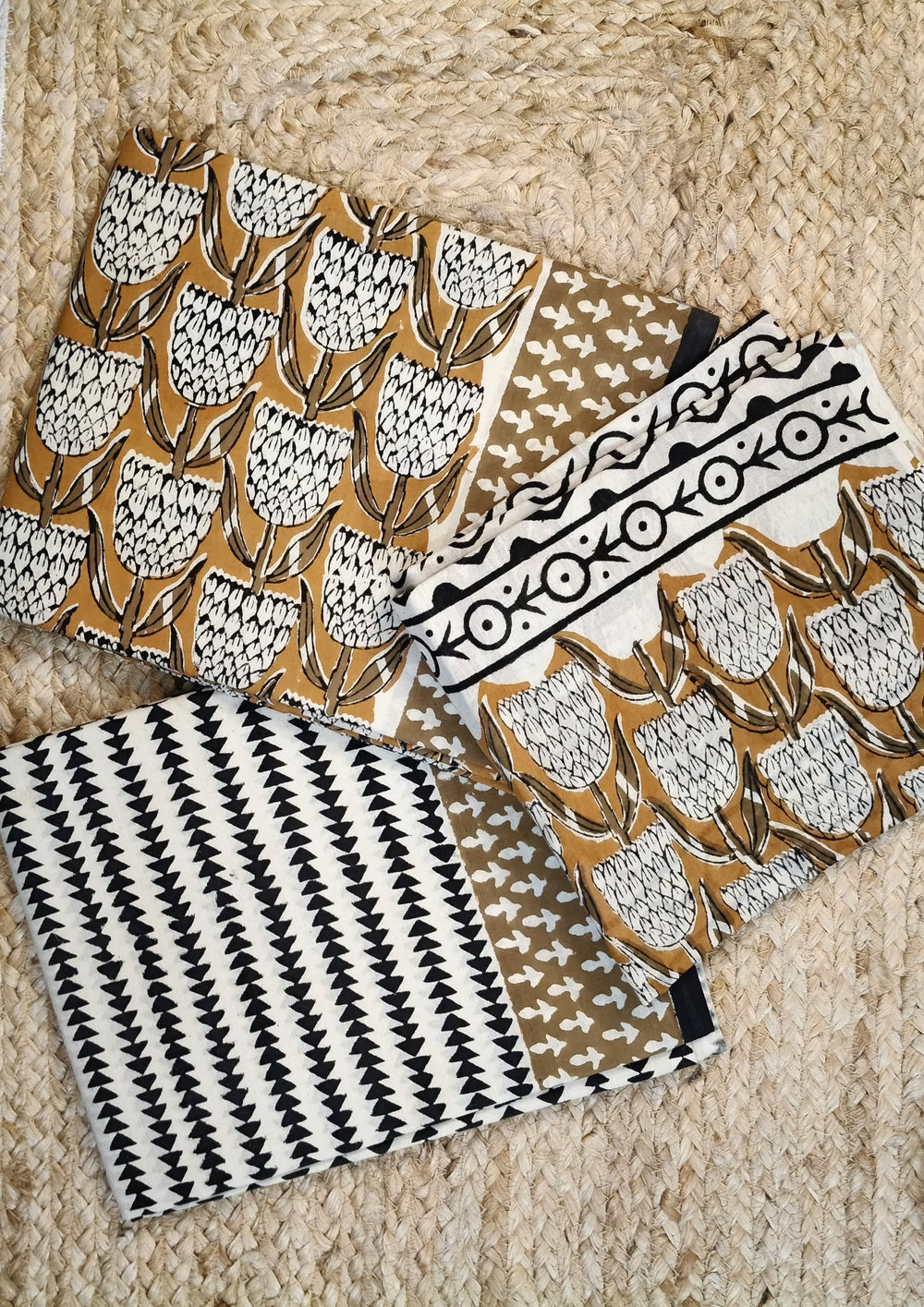 Bagru Handblock Print Suit B6 - Mustard2 - Wefta