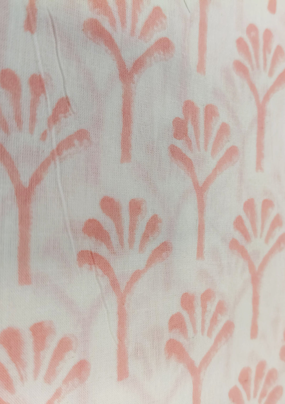 Bagru Handblock Print Suit B9 - White & Soft Pink - Wefta