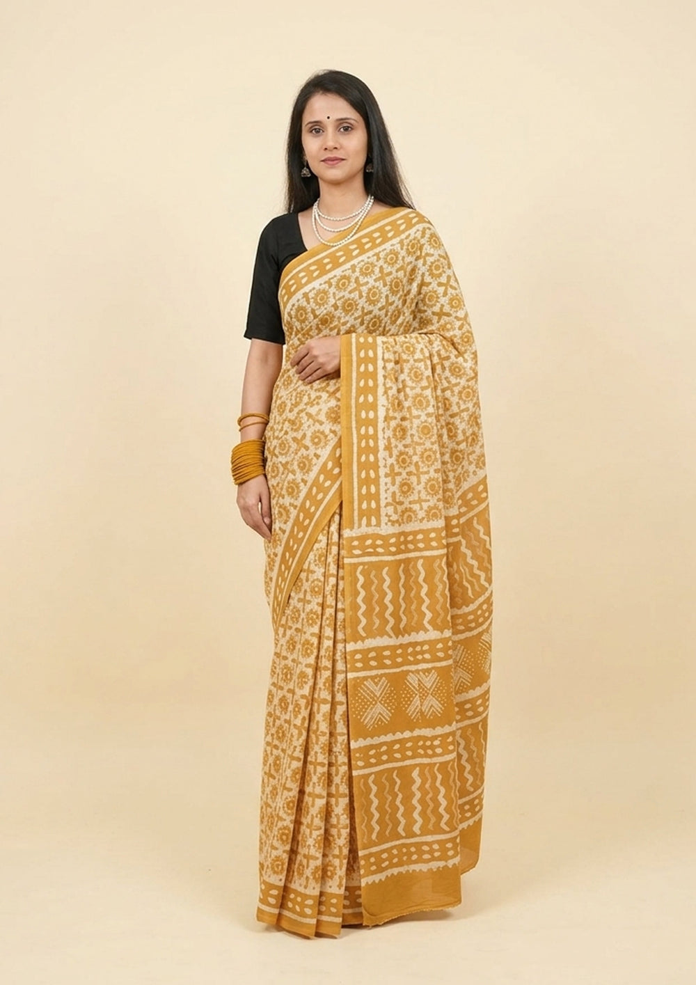 Bagru - Handblock Printed Cotton Saree - ATC03 - Wefta