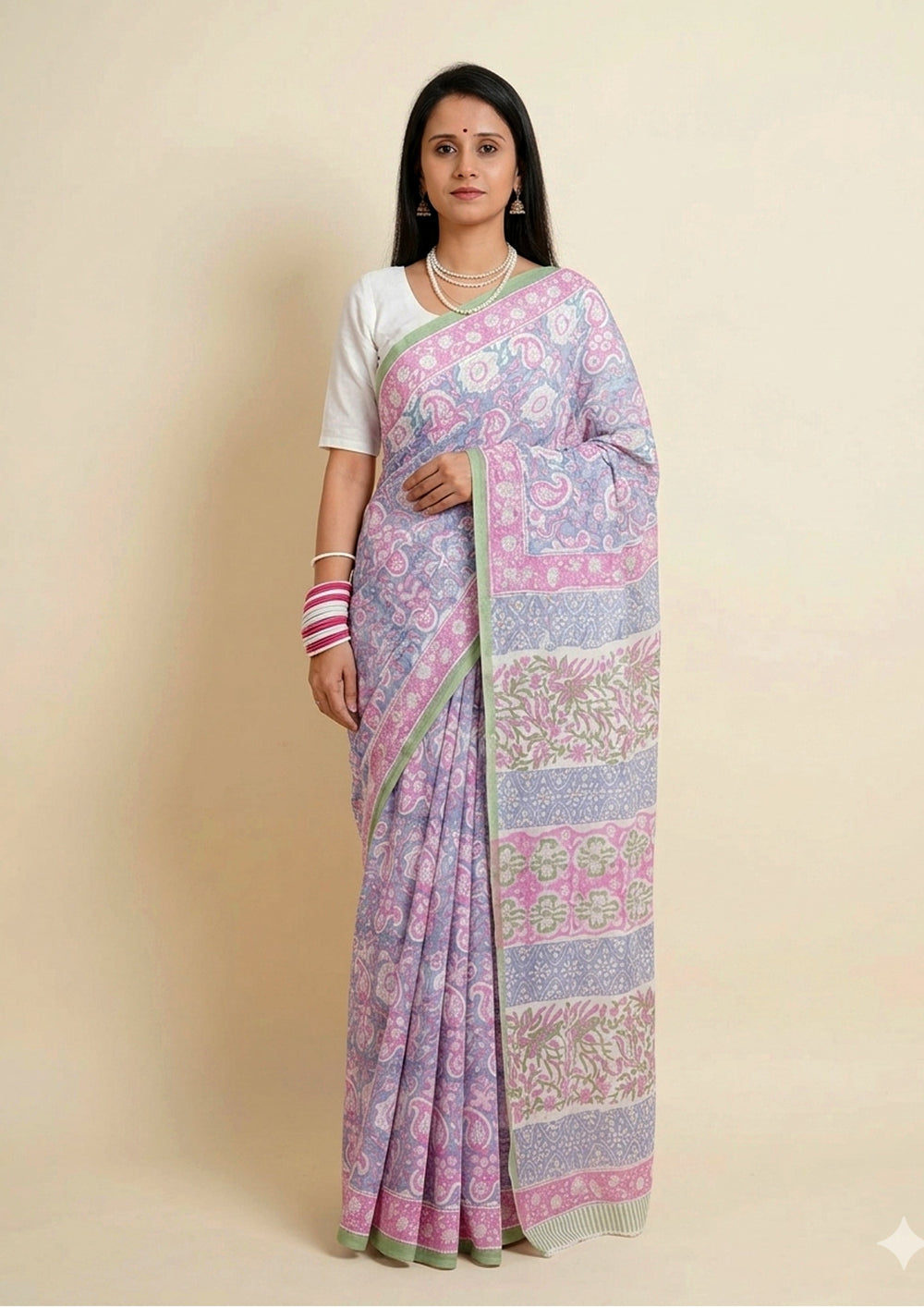 Bagru - Handblock Printed Cotton Saree - ATC06 - Wefta