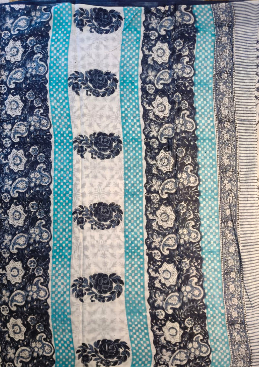 Bagru - Handblock Printed Cotton Saree - ATC13 - Wefta
