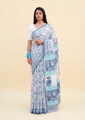 Bagru - Handblock Printed Cotton Saree - ATC13 - Wefta