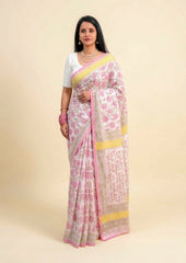 Bagru - Handblock Printed Cotton Saree - ATC14 - Wefta
