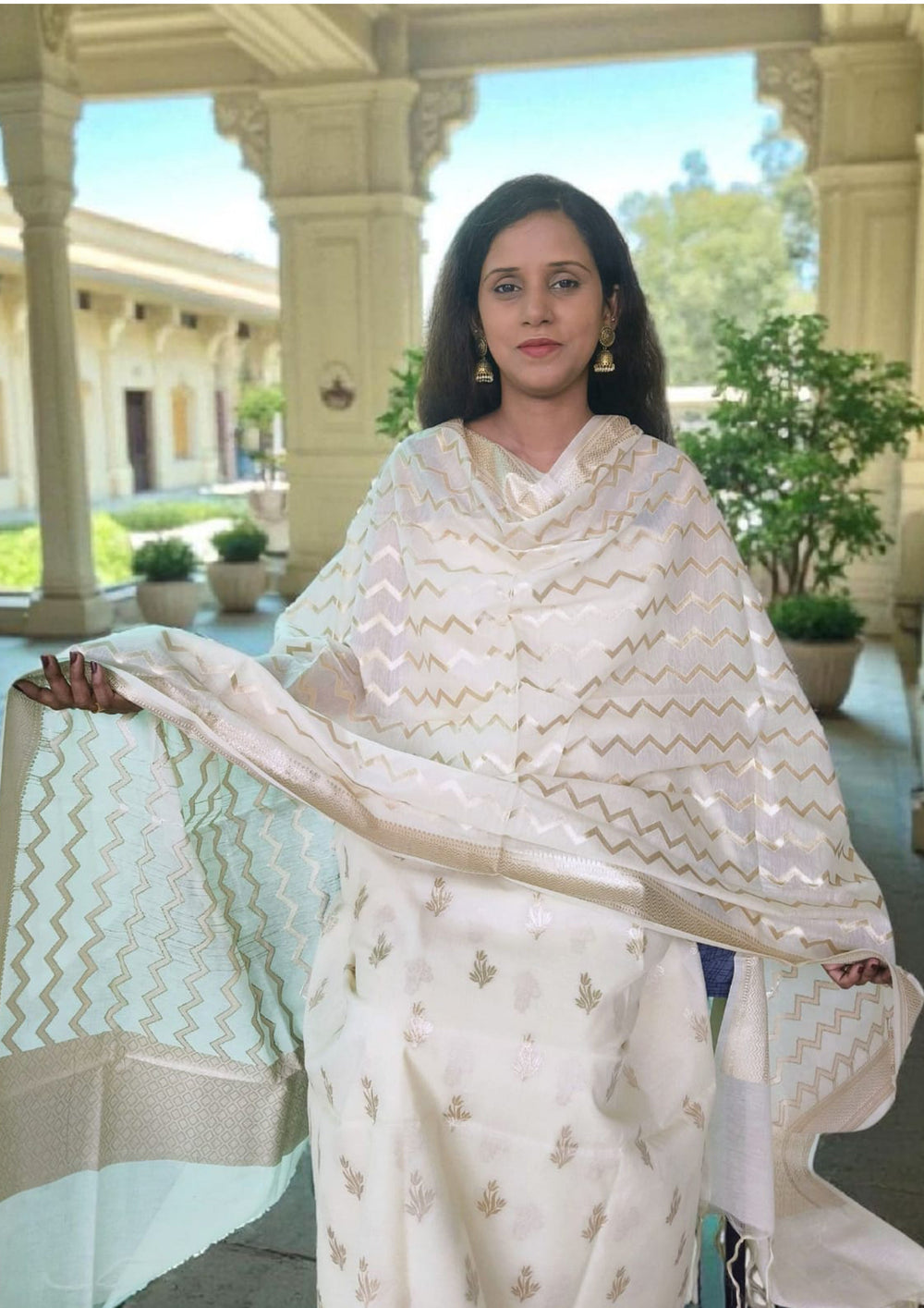 Banarasi Fancy Suit - F1 Cream - Wefta