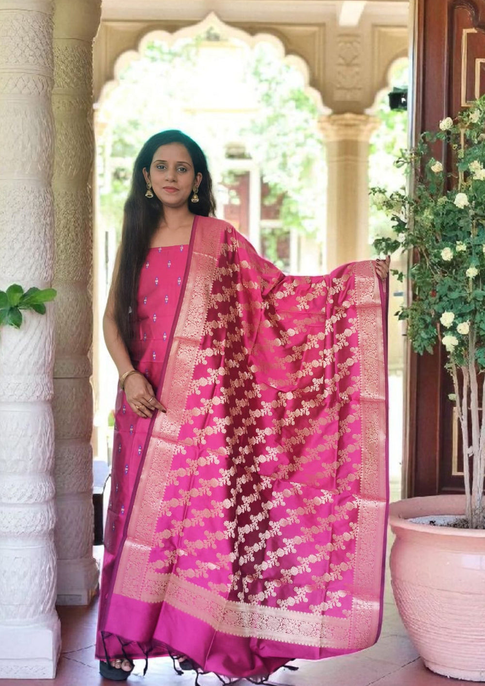 Banarasi Fancy Suit - F3 Magenta - Wefta