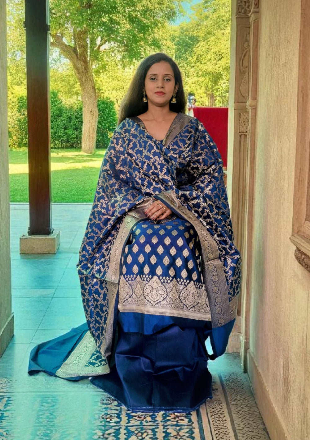 Banarasi Fancy Suit - F4 Blue - Wefta