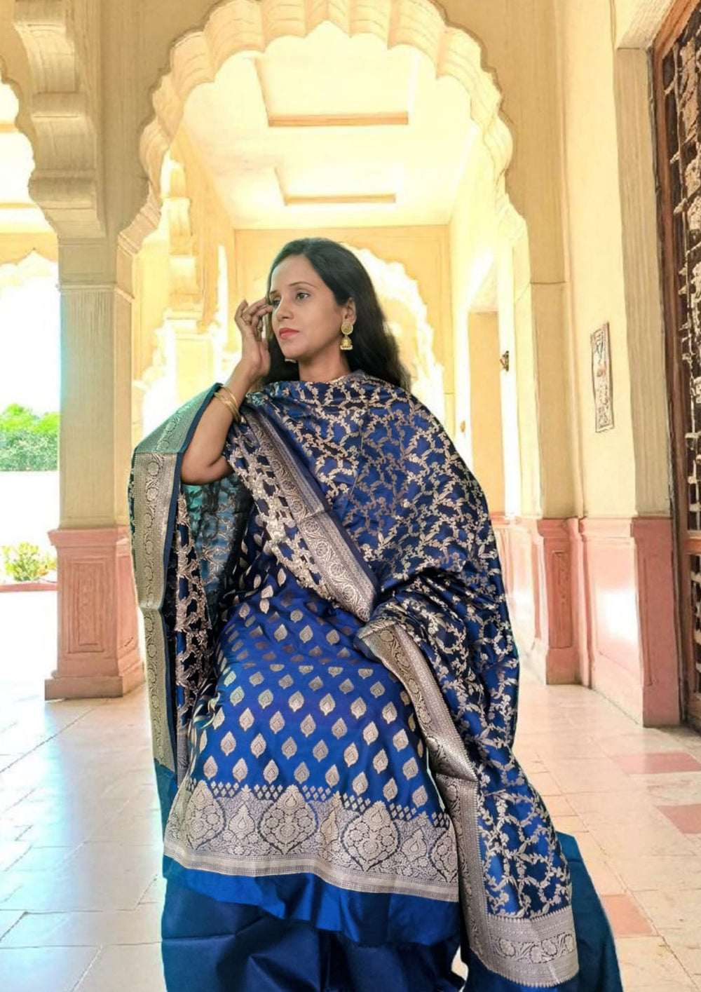 Banarasi Fancy Suit - F4 Blue - Wefta