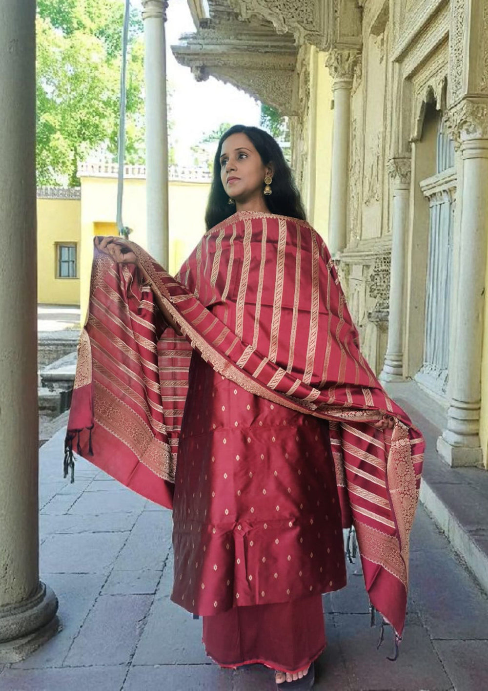 Banarasi Fancy Suit - F5 Maroon - Wefta