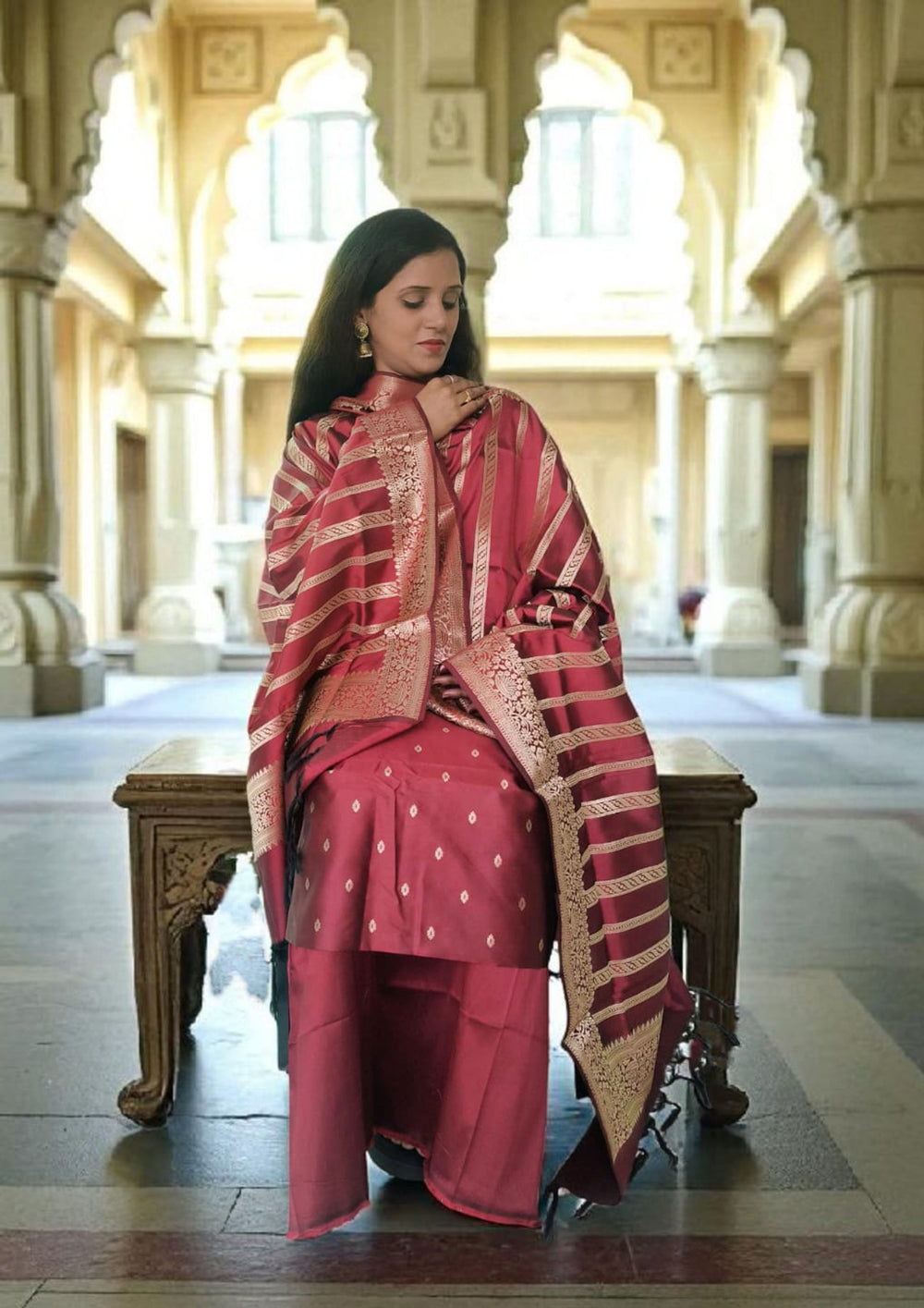 Banarasi Fancy Suit - F5 Maroon - Wefta