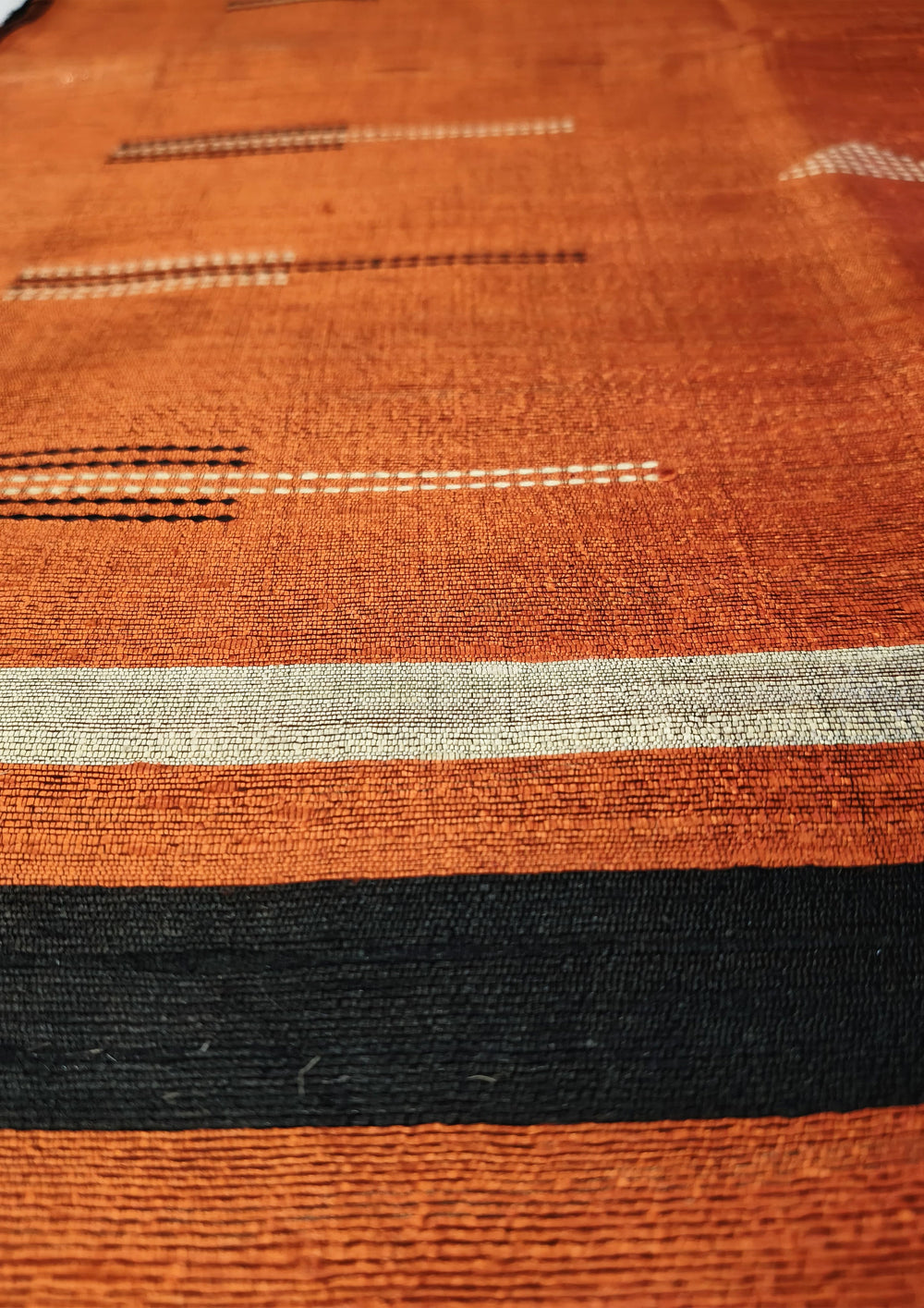 Bhagalpuri Tussar Silk Saree - 1 Black & orange - Wefta