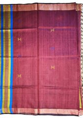 Bhagalpuri Tussar Silk Saree - 3 Pink & Yellow - Wefta
